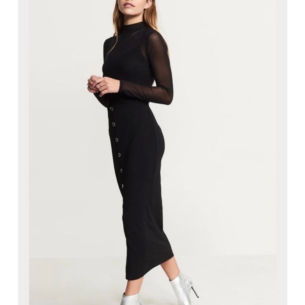 Dynamite Black Pencil Skirt with Button Detail - Picture 2 of 2